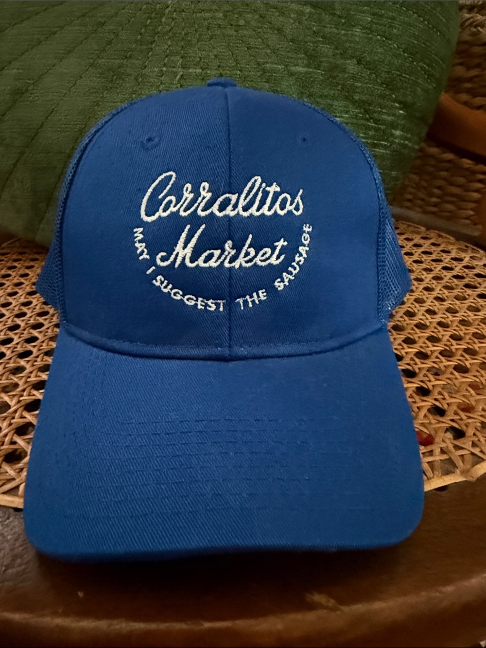 Corralitos Market Dodger Blue & White Snap Back Baseball Mesh Trucker Cap Hat
